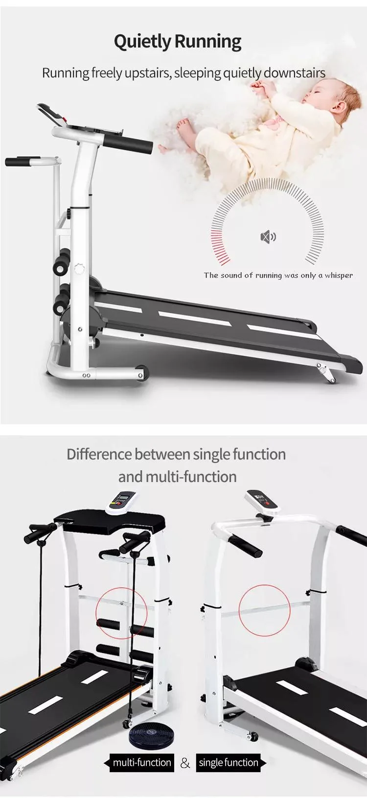 Hot-Selling Non-Noise Folding Multi-Functional Home Treadmill